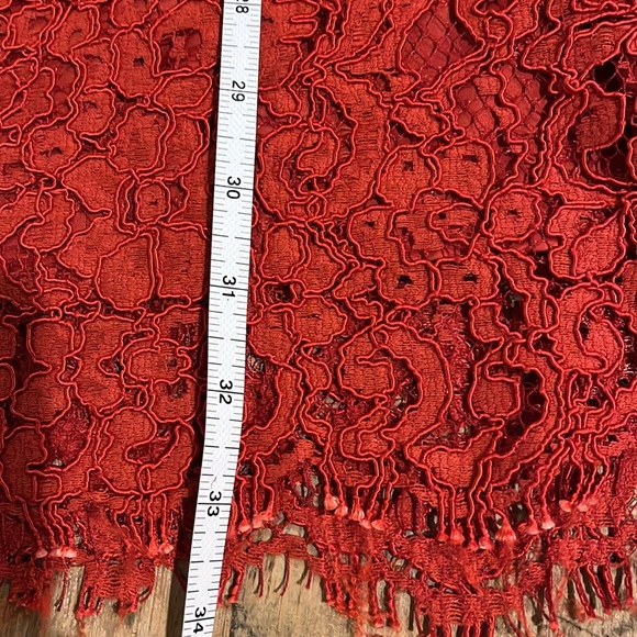 Zara Red Lace Short Sleeve Dress Size Medium - Picture 13 of 14